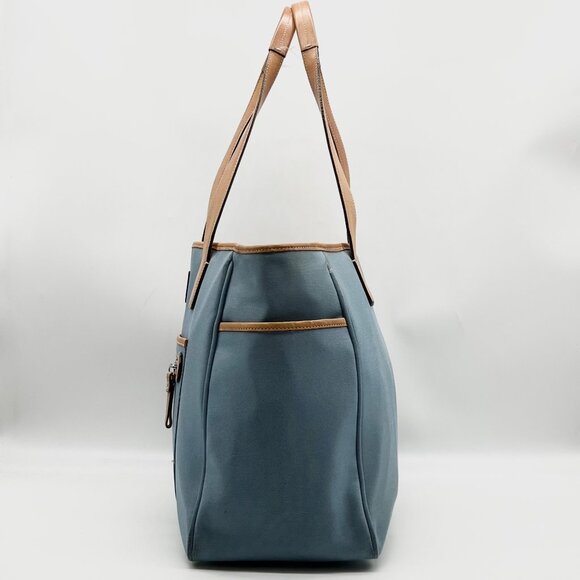 Coach Blue And Tan Fabric Diaper Bag 5975 - Picture 3 of 12